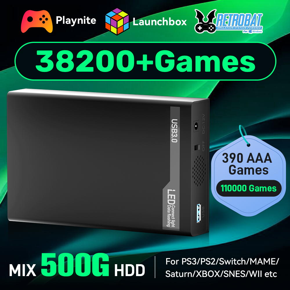 Retro Gaming Best Console - MIX500G Game Hard Drive With 38200+