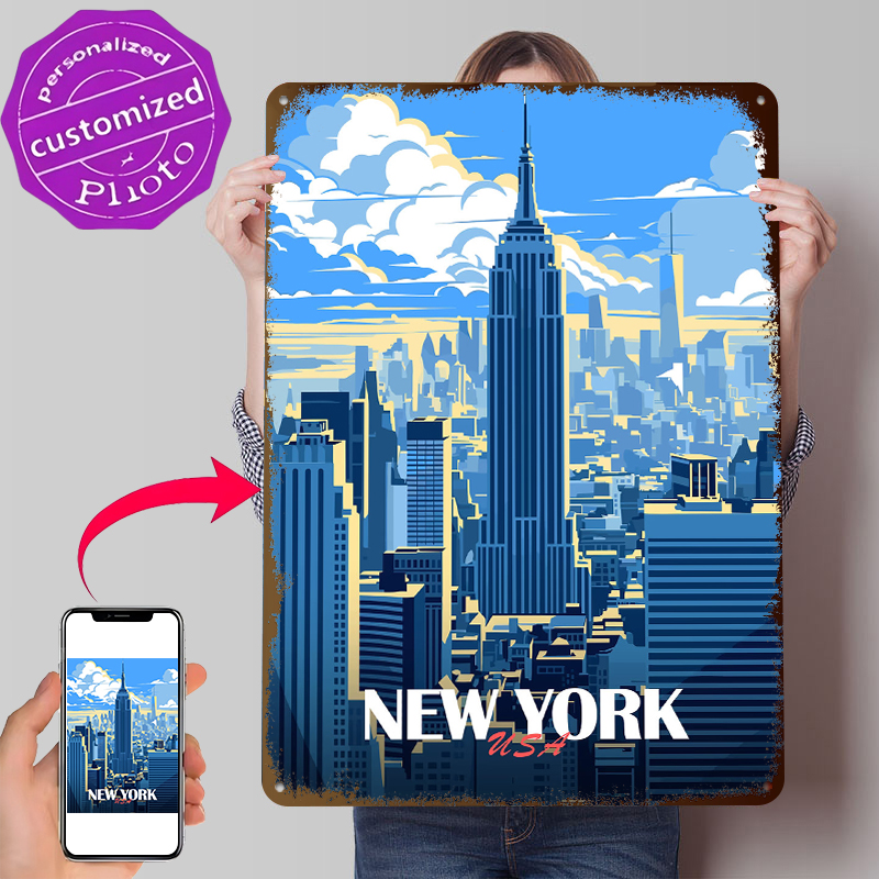 Retro Gaming York - New York City Skyline Metal Poster