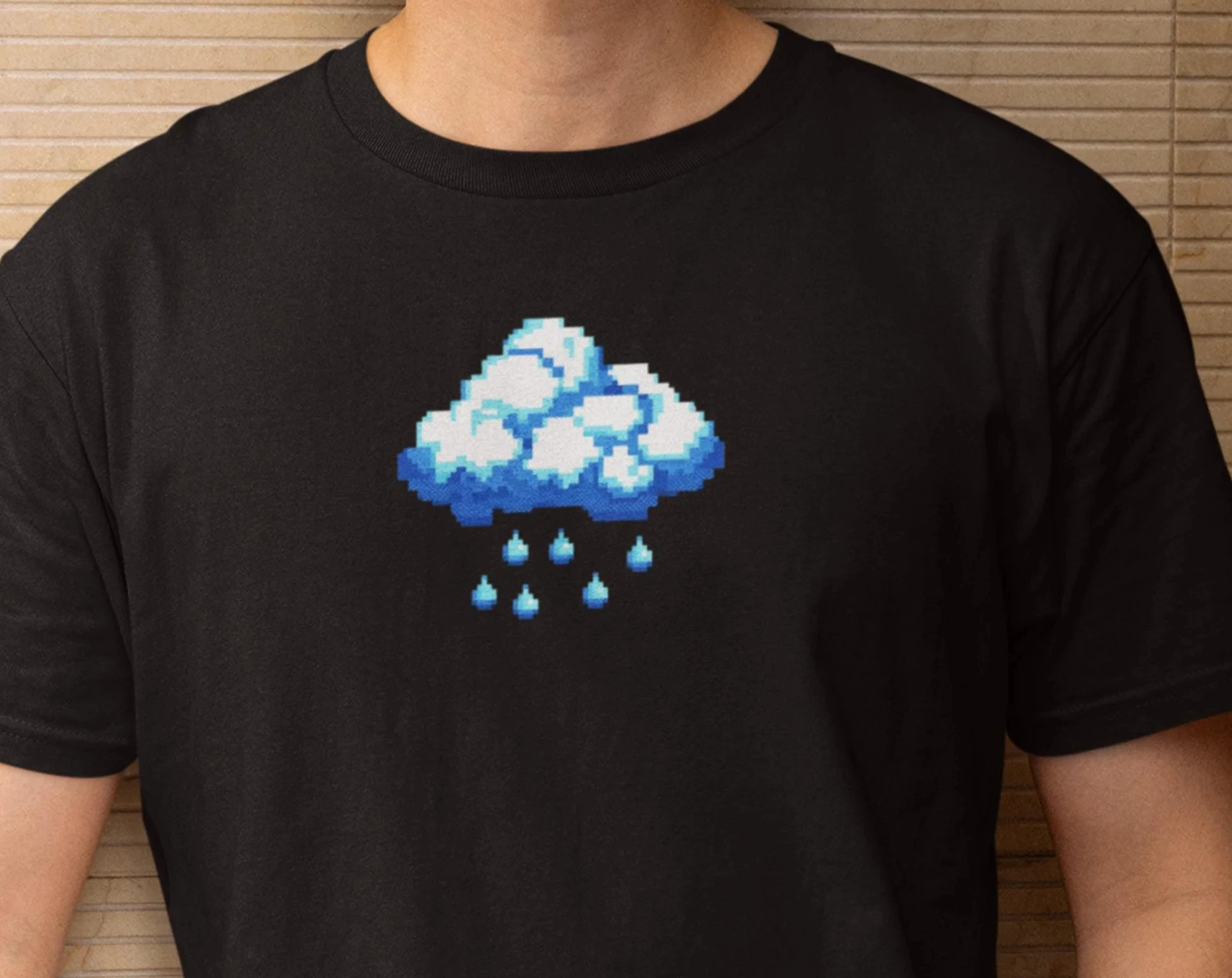 Pixel Art Cloud Rain T-Shirt R - Retro Gaming Icons ulasan dan harga