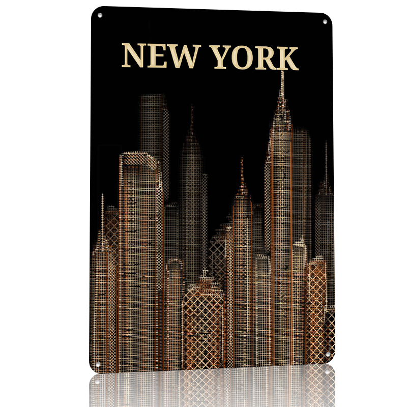 New York City Skyline Tin Post - Retro Gaming York ulasan dan harga