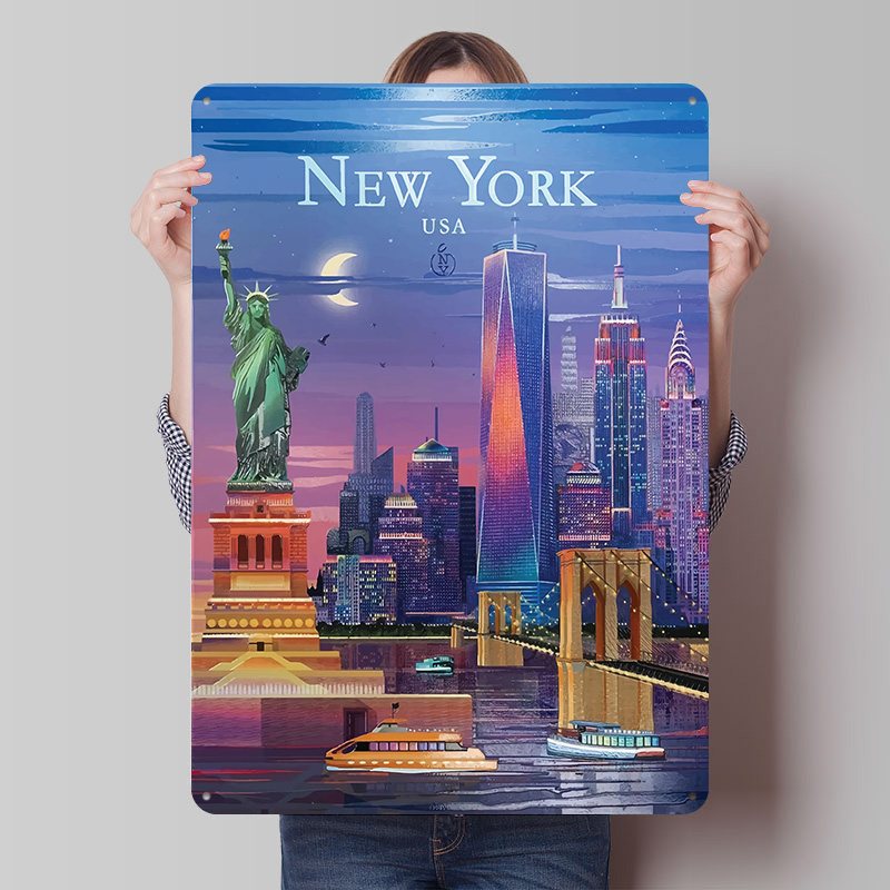 New York City Skyline Tin Post - Retro Gaming York ulasan dan harga