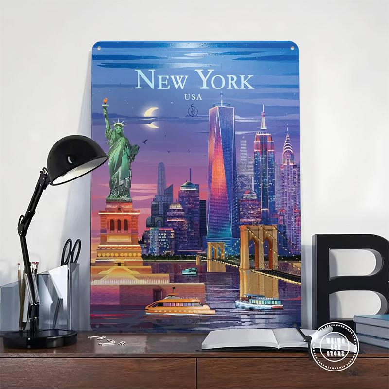 New York City Skyline Tin Post - Retro Gaming York ulasan dan harga