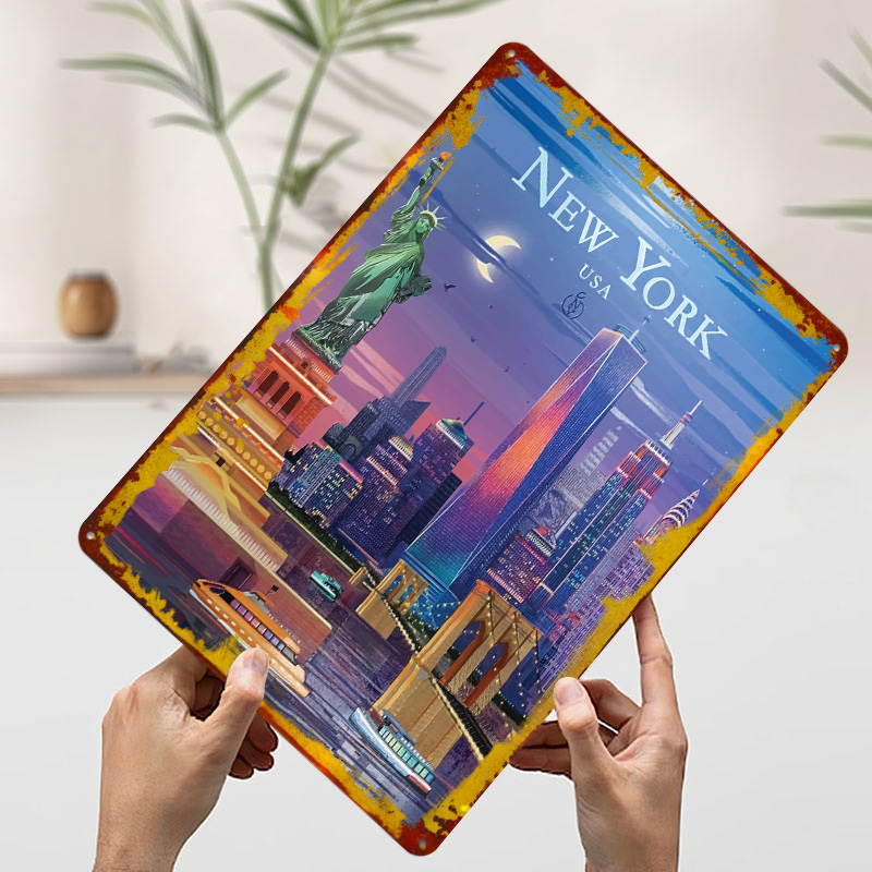 New York City Skyline Tin Post - Retro Gaming York ulasan dan harga
