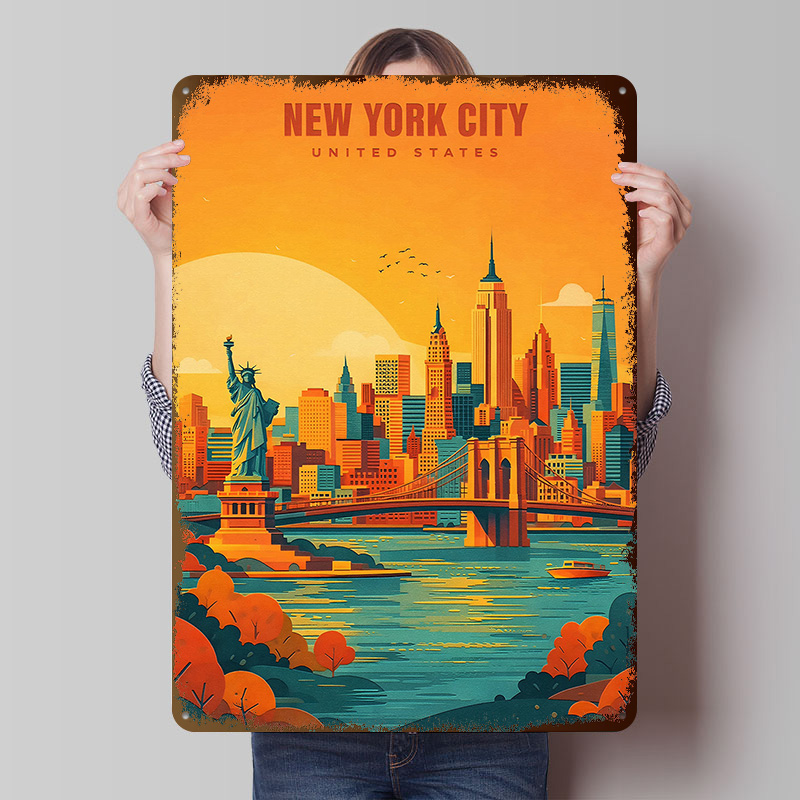New York City Skyline Metal Po - Retro Gaming York ulasan dan harga