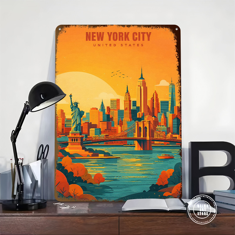 New York City Skyline Metal Po - Retro Gaming York ulasan dan harga