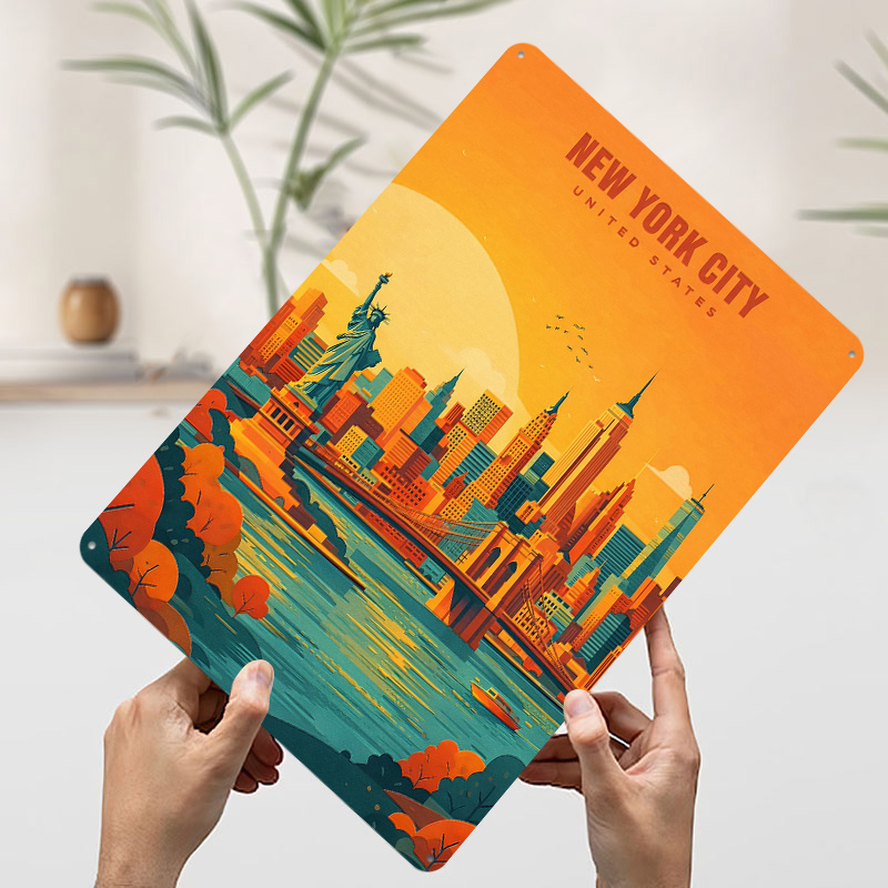New York City Skyline Metal Po - Retro Gaming York ulasan dan harga