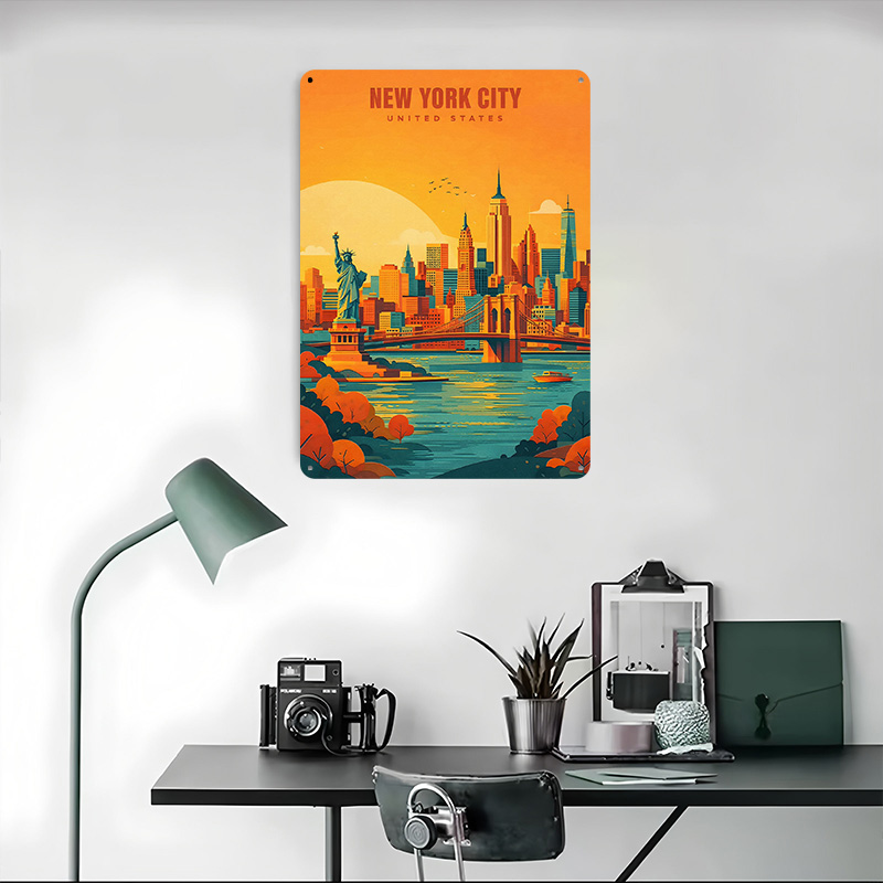 New York City Skyline Metal Po - Retro Gaming York ulasan dan harga
