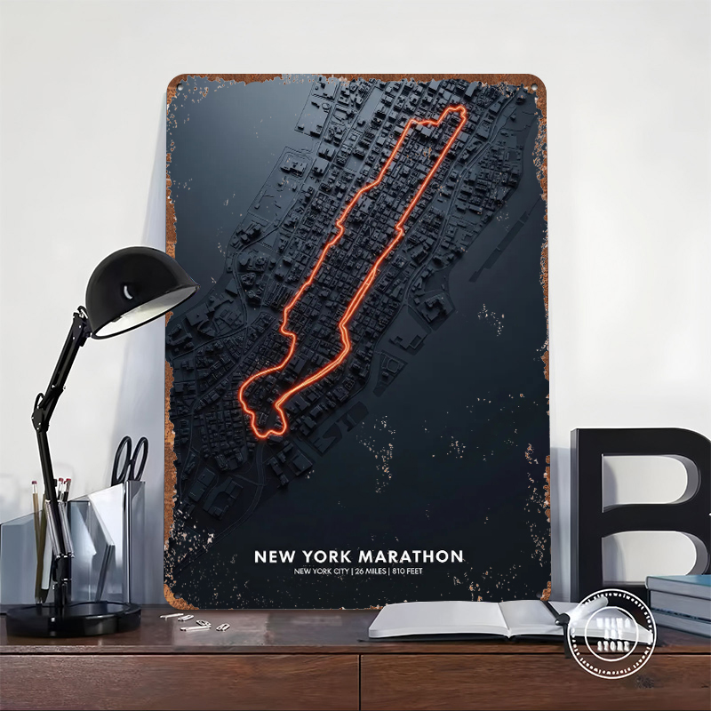New York Marathon Map Tin Post - Retro Gaming York ulasan dan harga