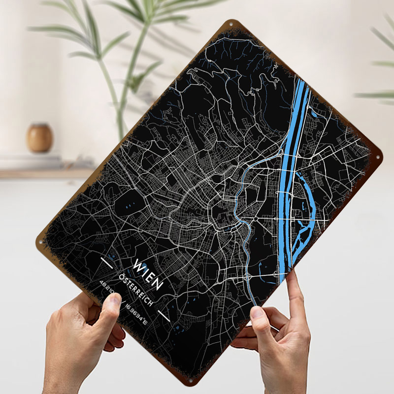 Vienna Night Map Printed Poste - Retro Gaming Vienna ulasan dan harga