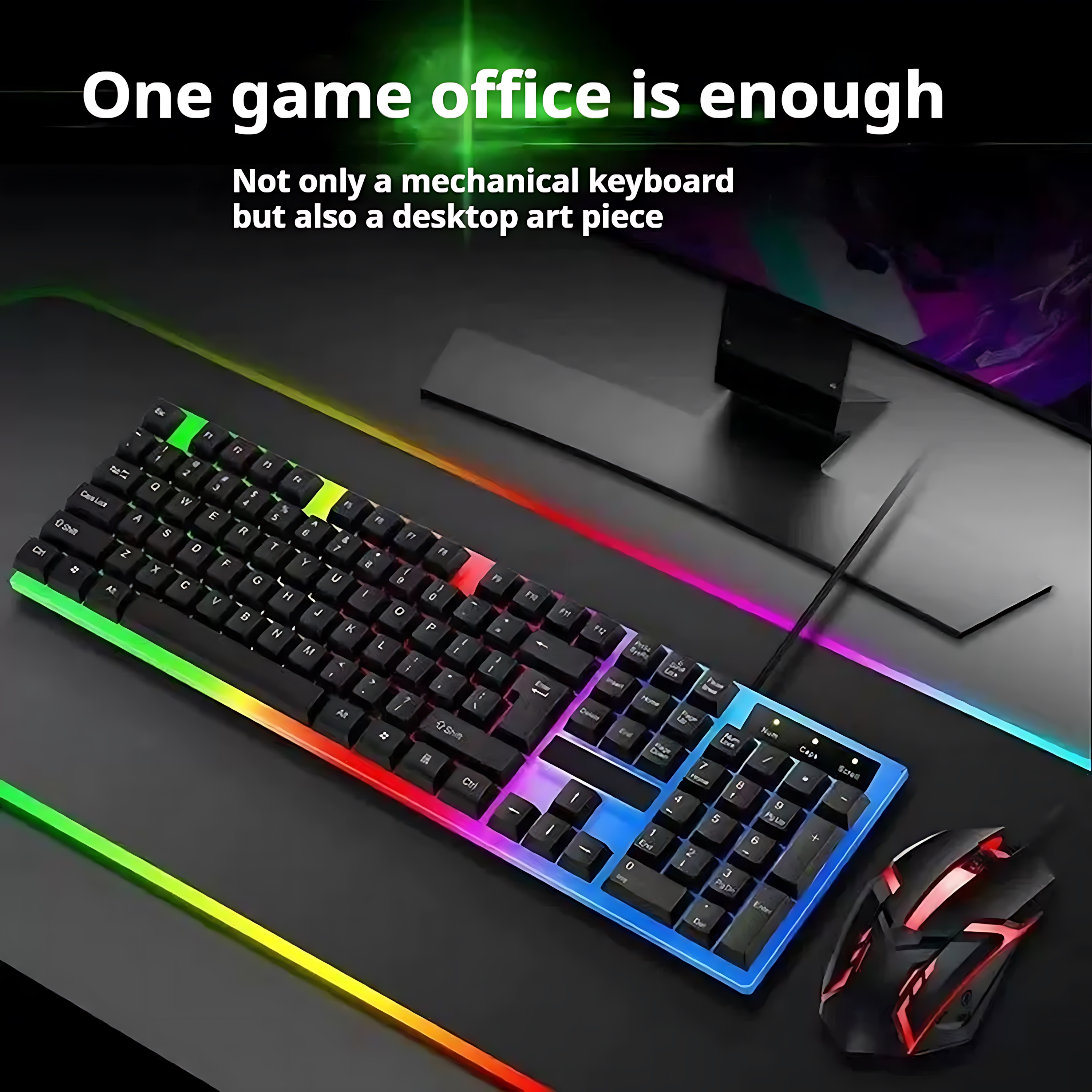 Rainbow Backlit Wired Keyboard - Retro Gaming Accessories ulasan dan harga