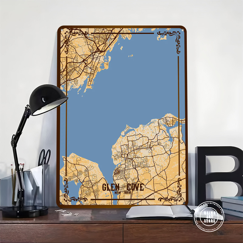 Glen Cove New York Map Tinplat - Retro Gaming York ulasan dan harga
