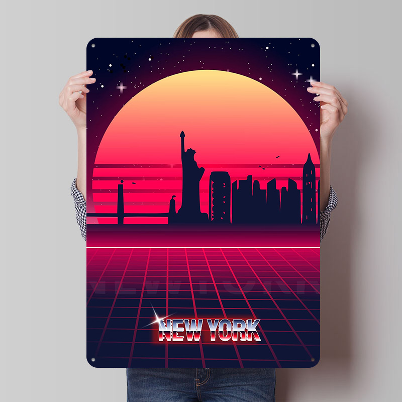 New York Skyline Metal Poster  - Retro Gaming York ulasan dan harga