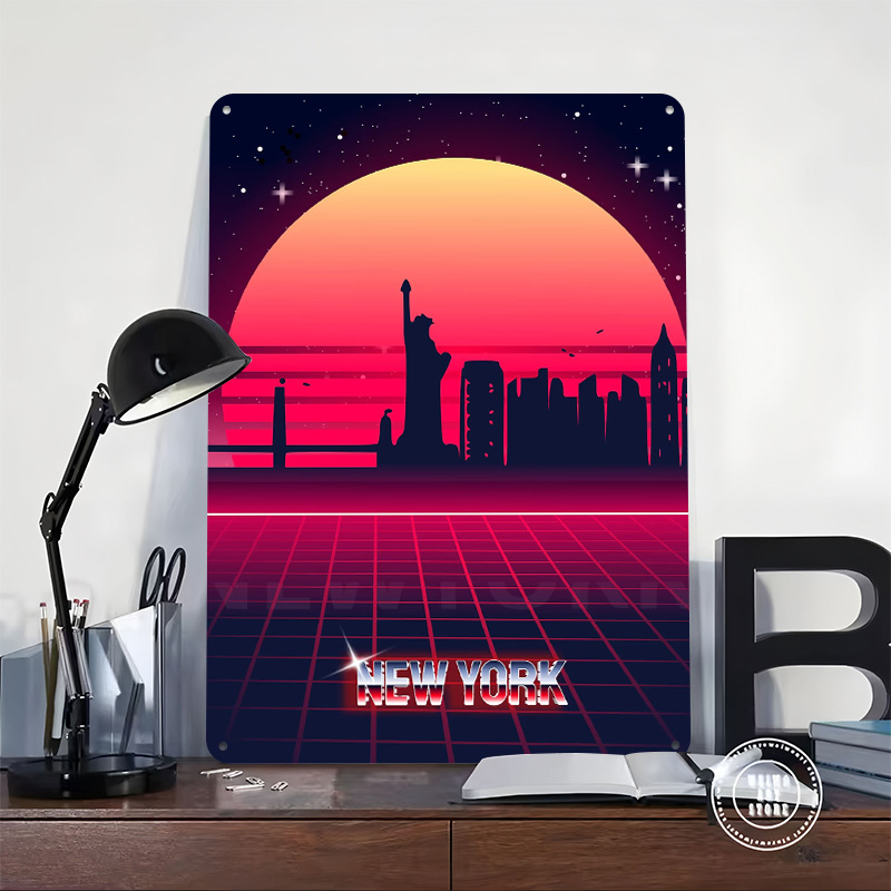 New York Skyline Metal Poster  - Retro Gaming York ulasan dan harga