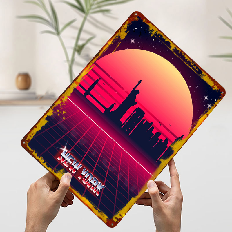 New York Skyline Metal Poster  - Retro Gaming York ulasan dan harga
