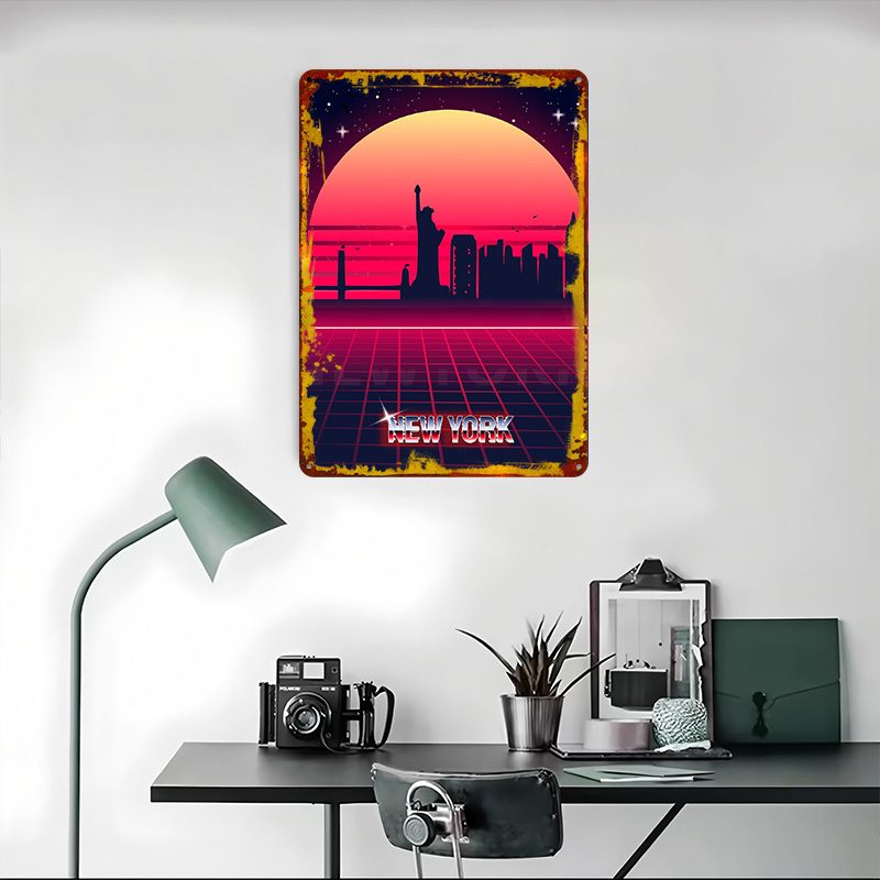 New York Skyline Metal Poster  - Retro Gaming York ulasan dan harga