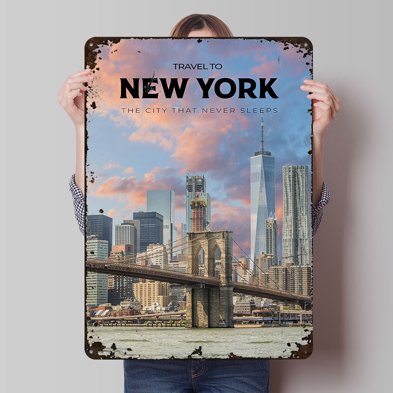 New York Travel Print Poster C - Retro Gaming York ulasan dan harga