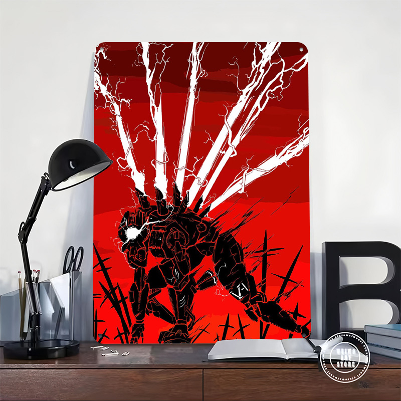 Mech With Lightning on Red Bac - Background Retro Gaming ulasan dan harga
