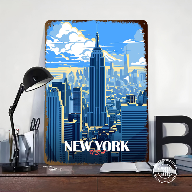 New York City Skyline Metal Po - Retro Gaming York ulasan dan harga