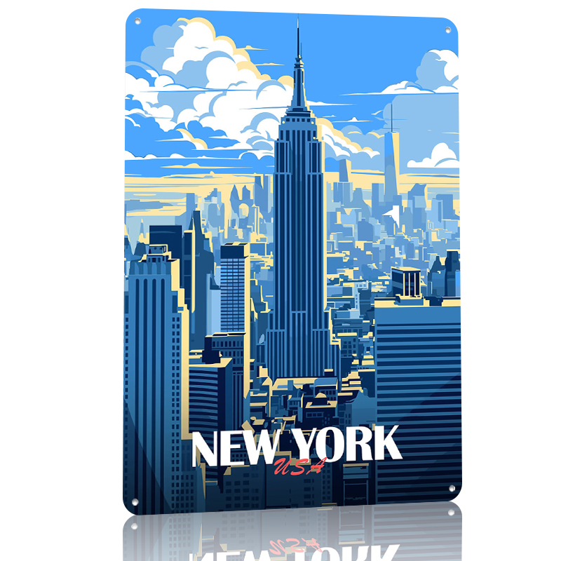 New York City Skyline Metal Po - Retro Gaming York ulasan dan harga